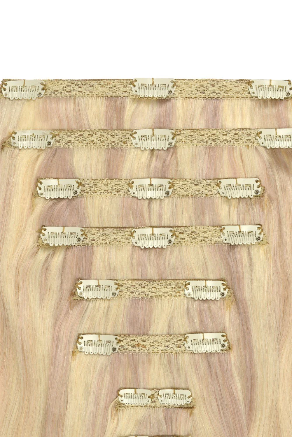 Double Wefted Full Head Remy Clip in Human Hair Extensions - BlondeMe (#60/SS) - Image 2