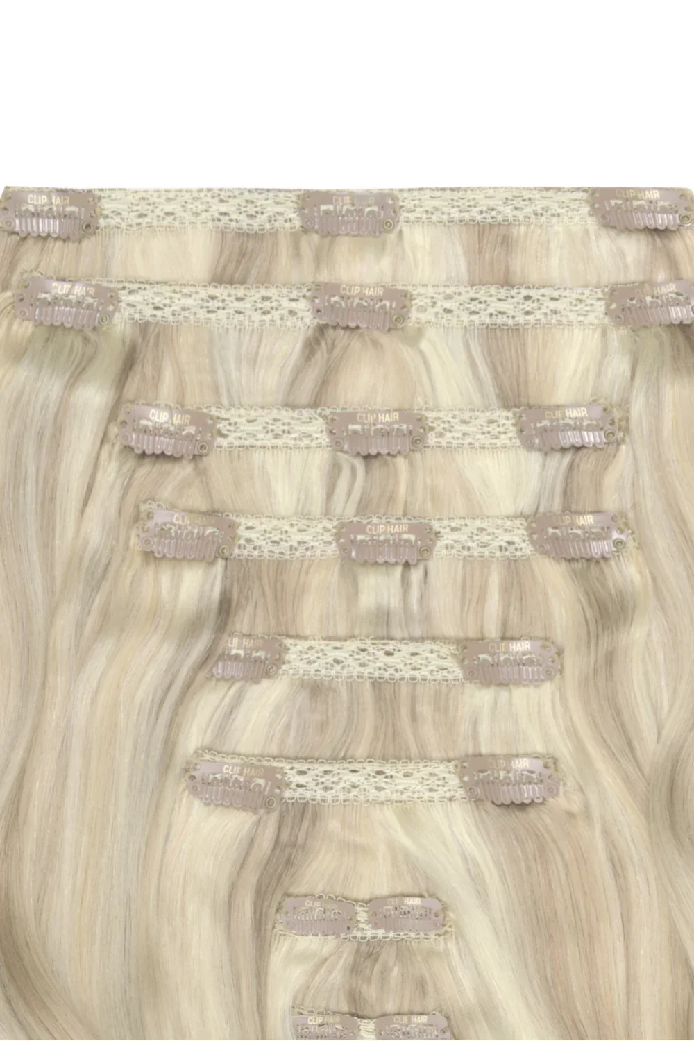 Double Wefted Full Head Remy Clip in Human Hair Extensions - Platinum BlondeMe - Image 2