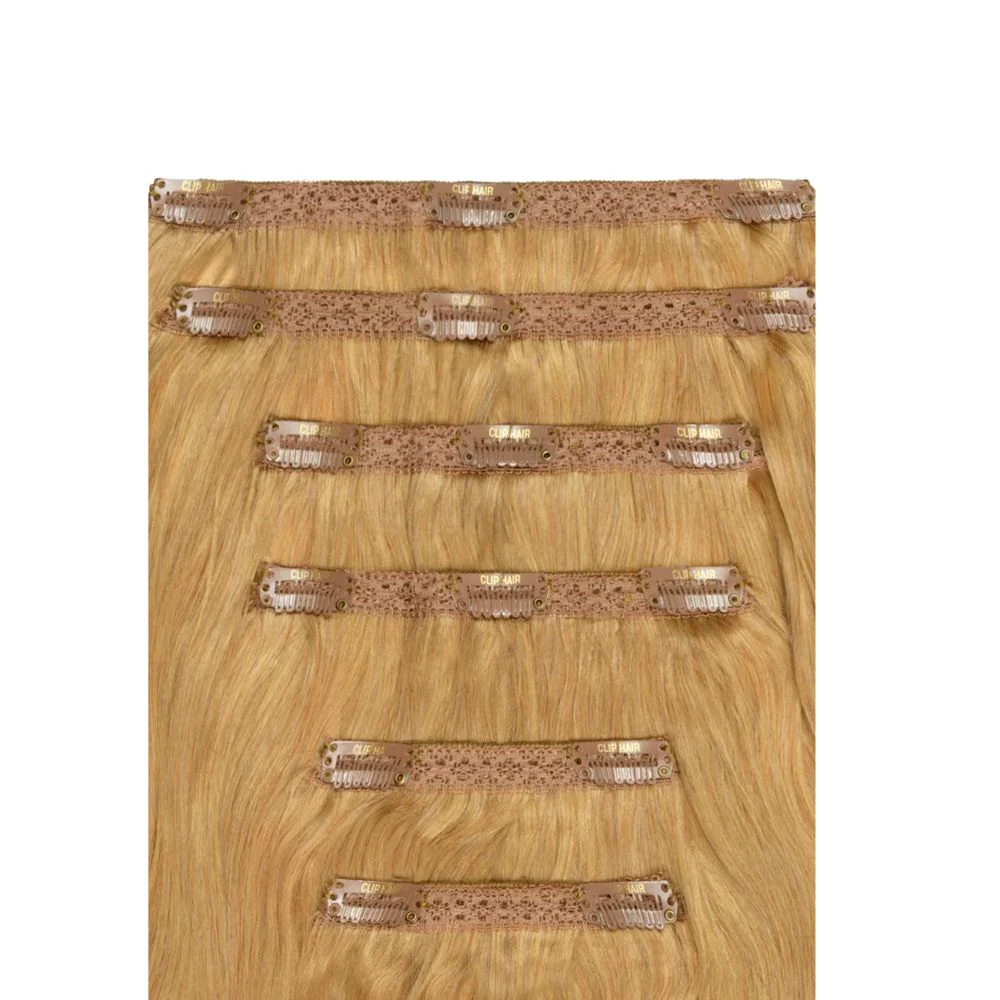Strawberry/Ginger Blonde (#27) Double Wefted Full Head Clip In Hair Extensions - Image 2