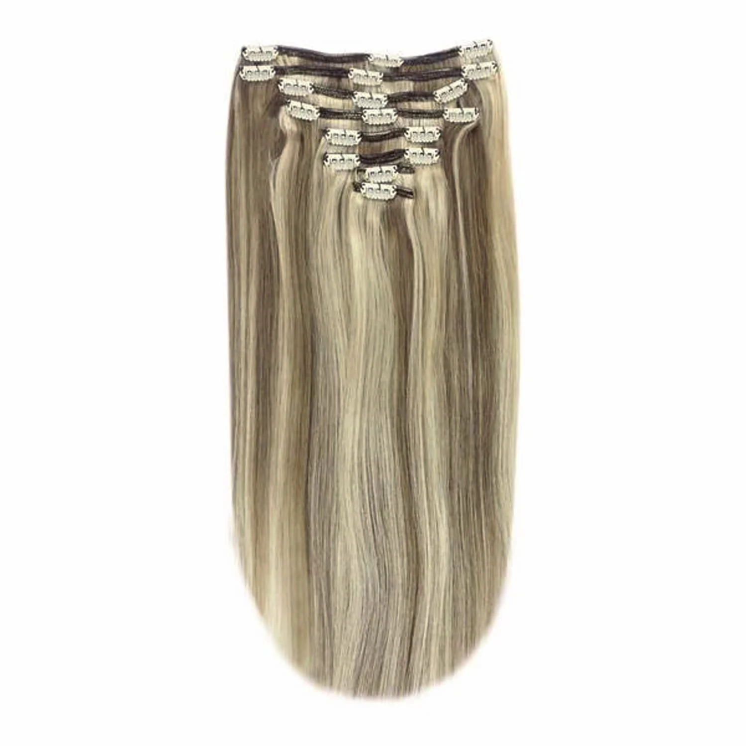 Full Head Remy Clip in Human Hair Extensions - Dirty Blonde (#9/613) - Image 2