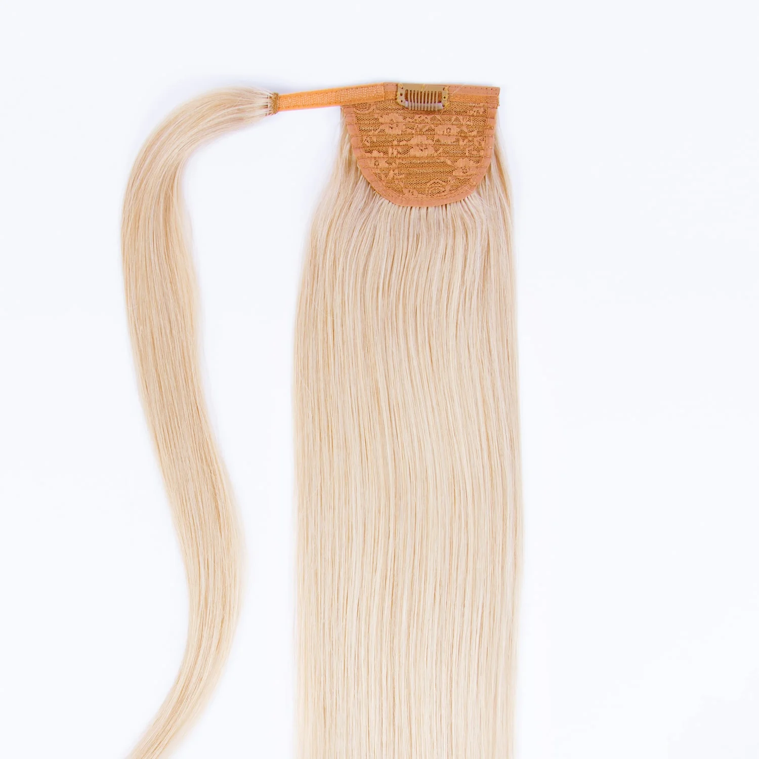 Light Ash Blonde (#22) Straight Up Wrap Around Ponytail Extension - Image 2