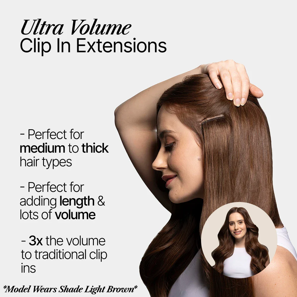 Medium Brown (#4) Ultra-Volume Clip In Full Head Set (240-300G) - Image 3