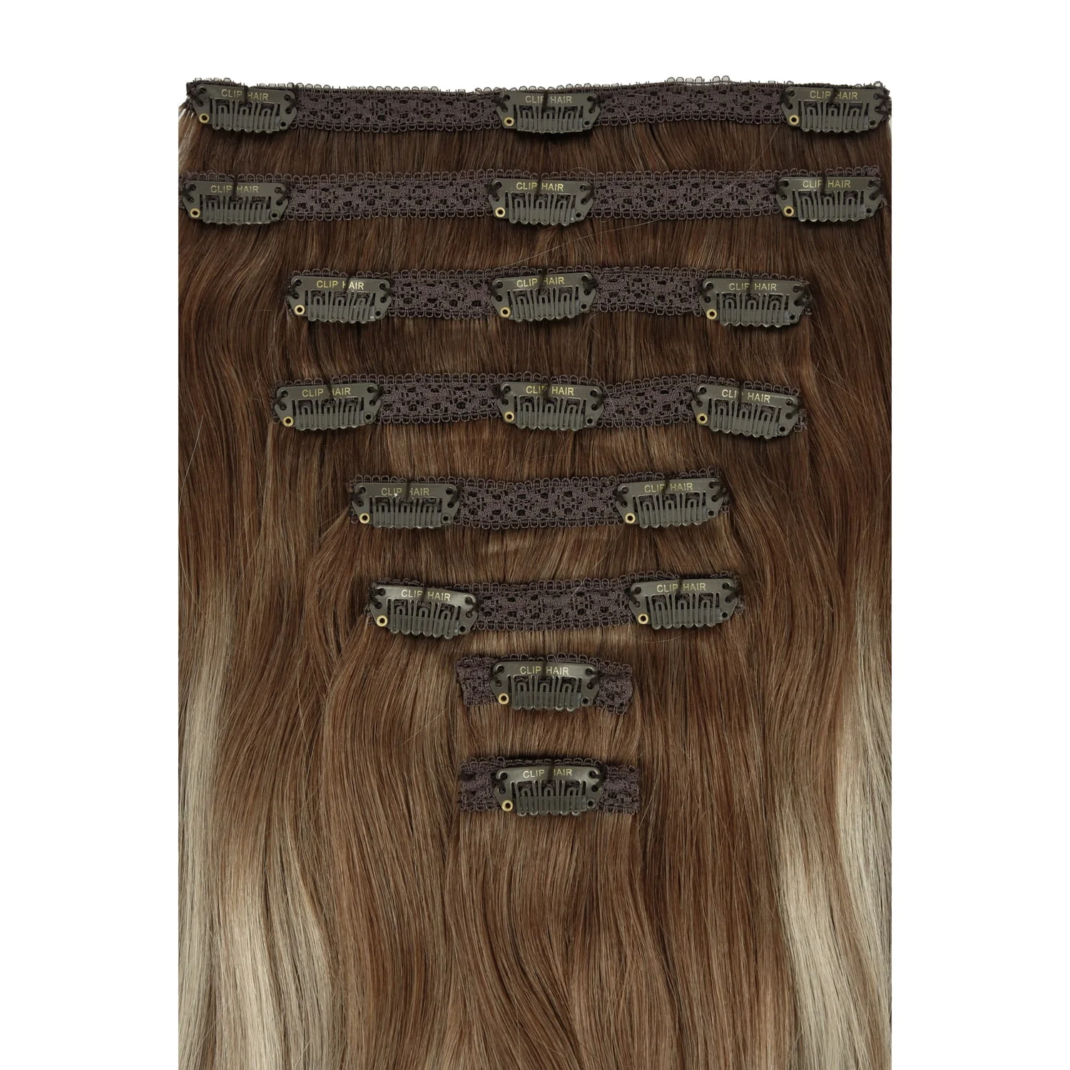 Natural Mocha Melt Double Wefted Full Head Clip In Hair Extensions - Image 2
