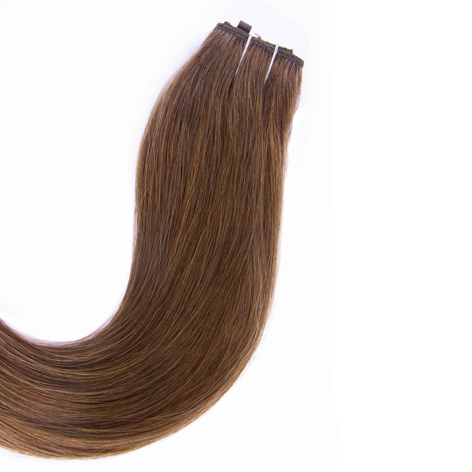 Light/Chestnut Brown (#6) Quad Weft Clip In One Piece Hair Extensions - Image 4