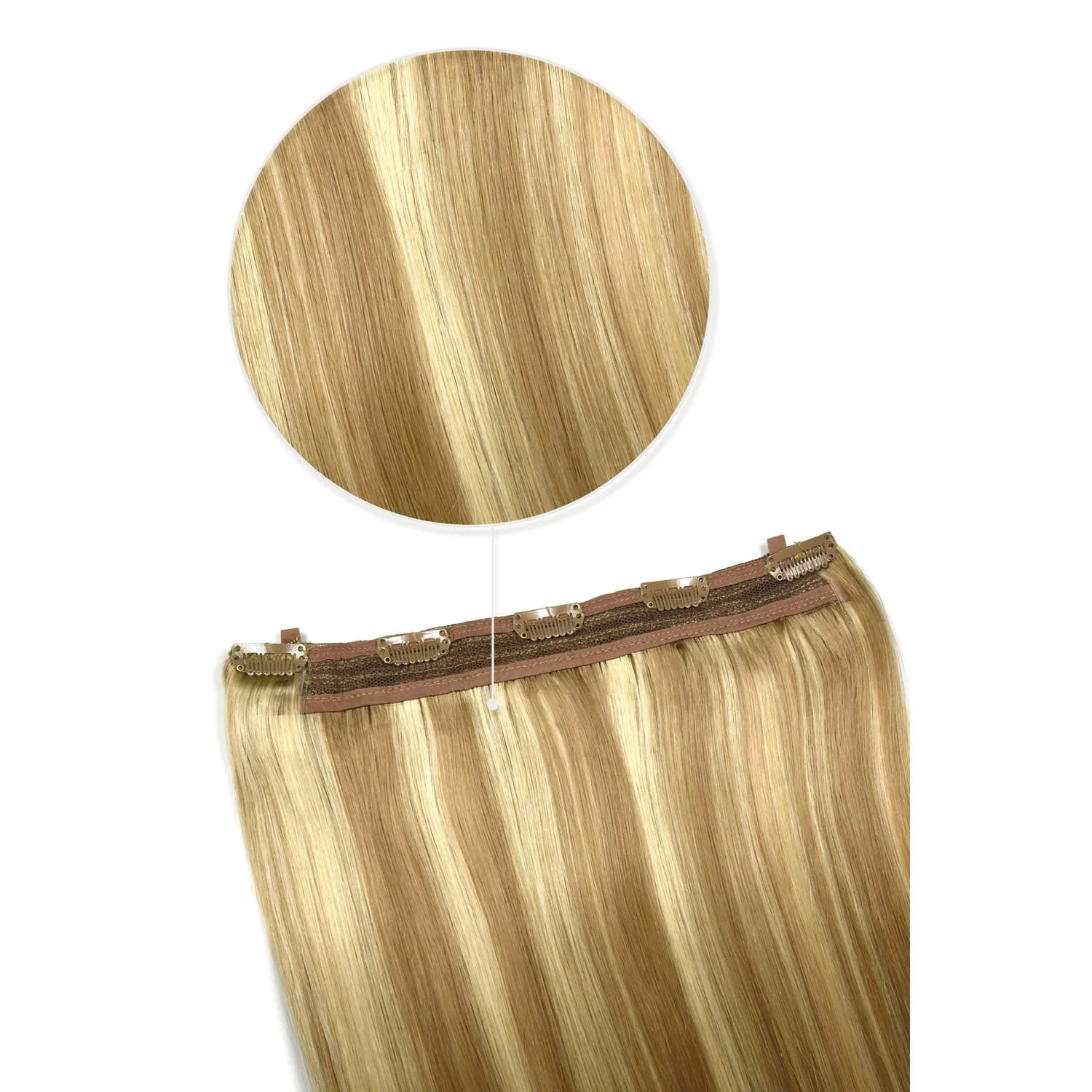 Biscuit Blondey (#18/613) Quad Weft Clip In One Piece Hair Extensions