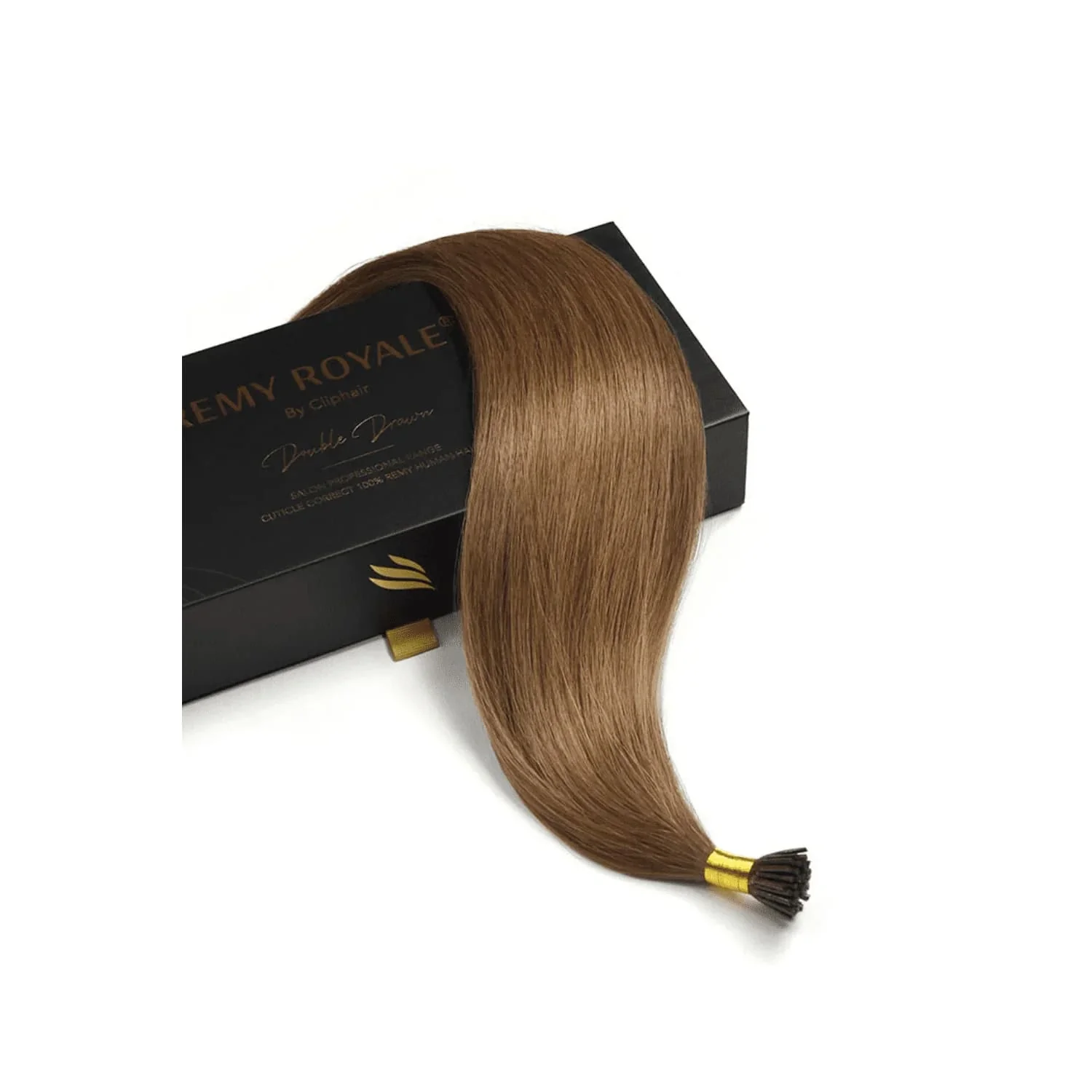 Medium Ash Brown (#8) Remy Royal I-Tips Hair Extensions - Image 3