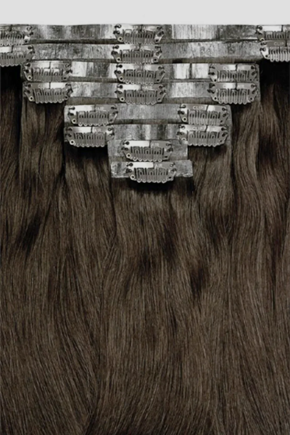 Dark Brown (#3) Double Drawn Seamless Clip In Hair Extensions - Image 2