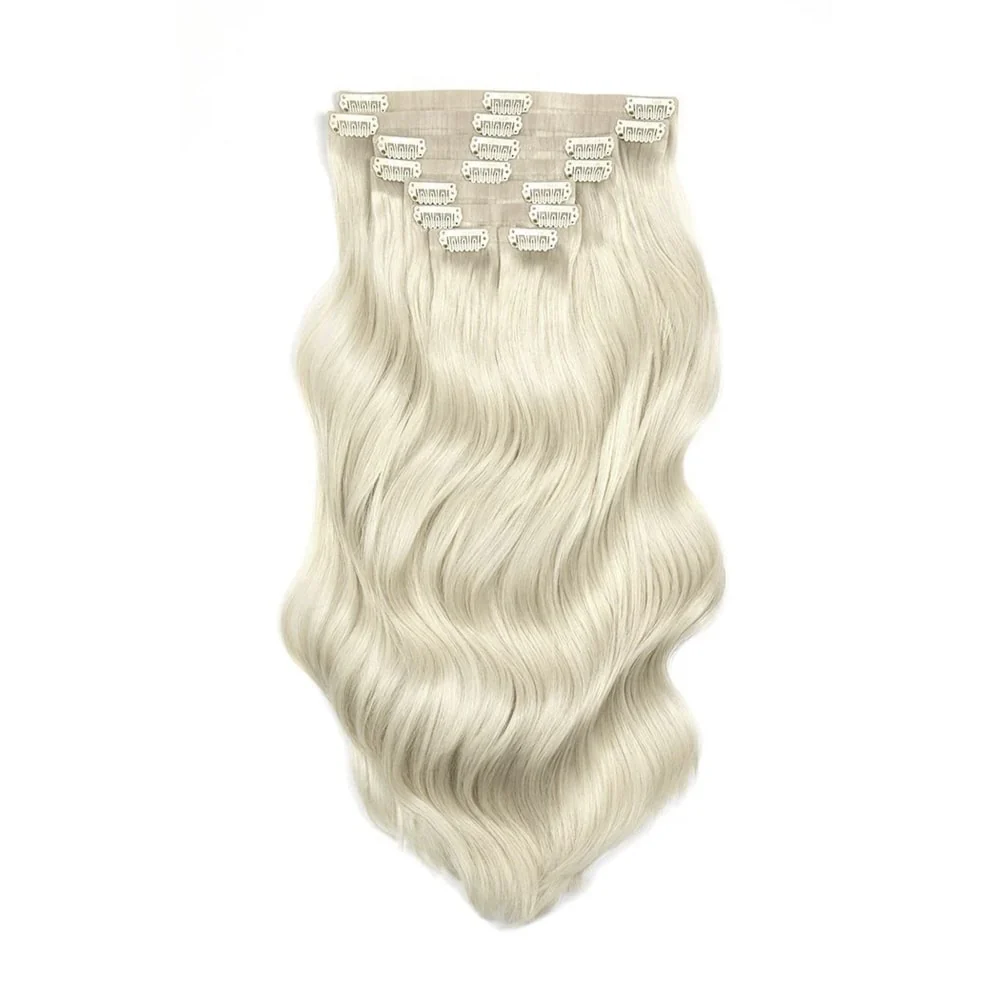 Ice Blonde Double Drawn Seamless Clip In Hair Extensions - Image 3